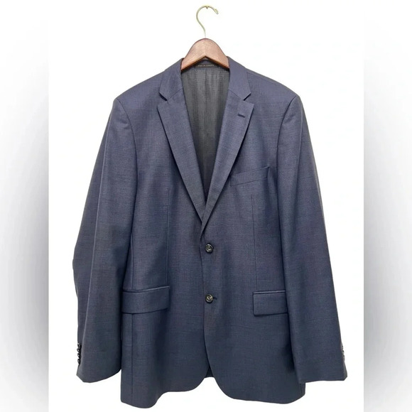 Hugo Boss Blue Micro Check Suit Jacket Blazer Coat Super 100 Modern Fit Men 42 L - Picture 2 of 12